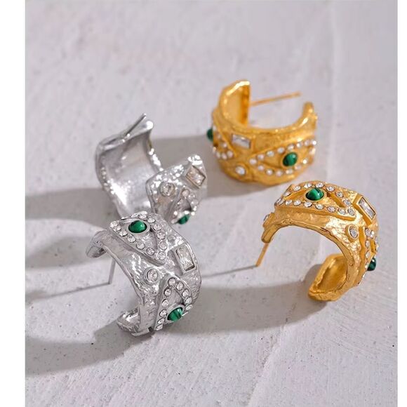 Anthro 18k Gold Plated Eye Hoop Earrings - Picture 6 of 13